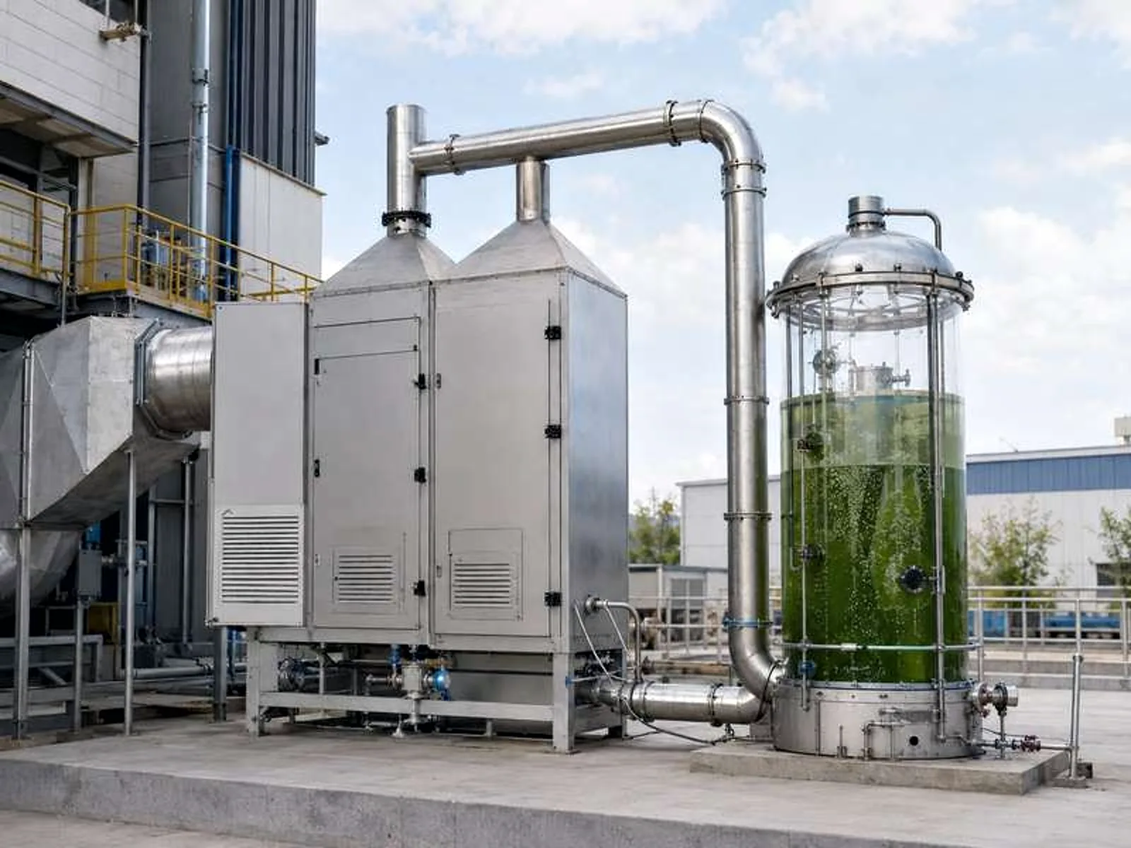 Pureva industrial unit with algae column, concept