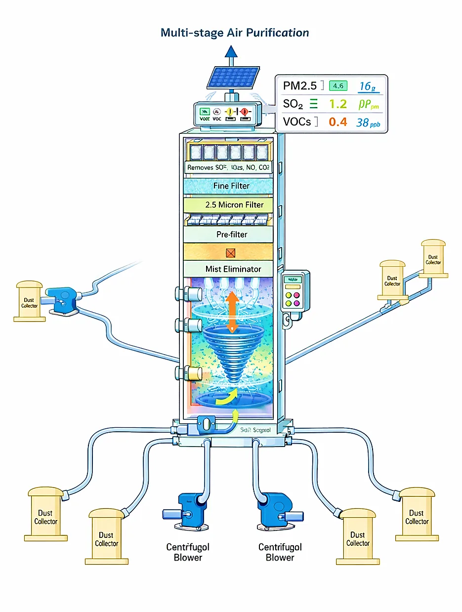 SuVayu multi-stage air purification diagram