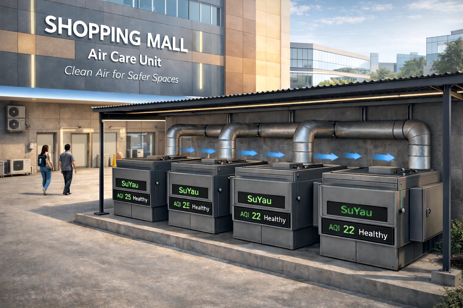SuVayu units beside a shopping mall, concept